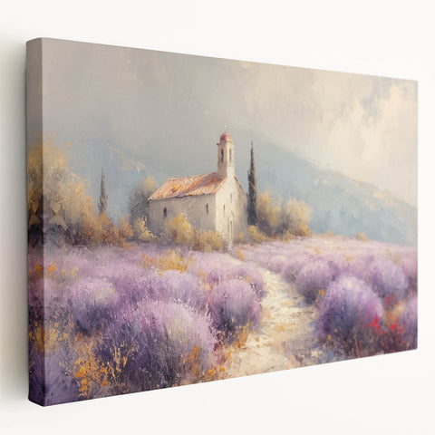Stretched canvas showcasing a serene countryside landscape with rolling hills and vibrant greenery, ideal for home decor and nature-inspired themes.