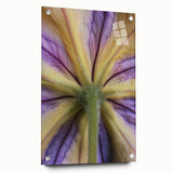 Acrylic print of large abstract floral design in vibrant pink and green tones, ideal for dining room decor.