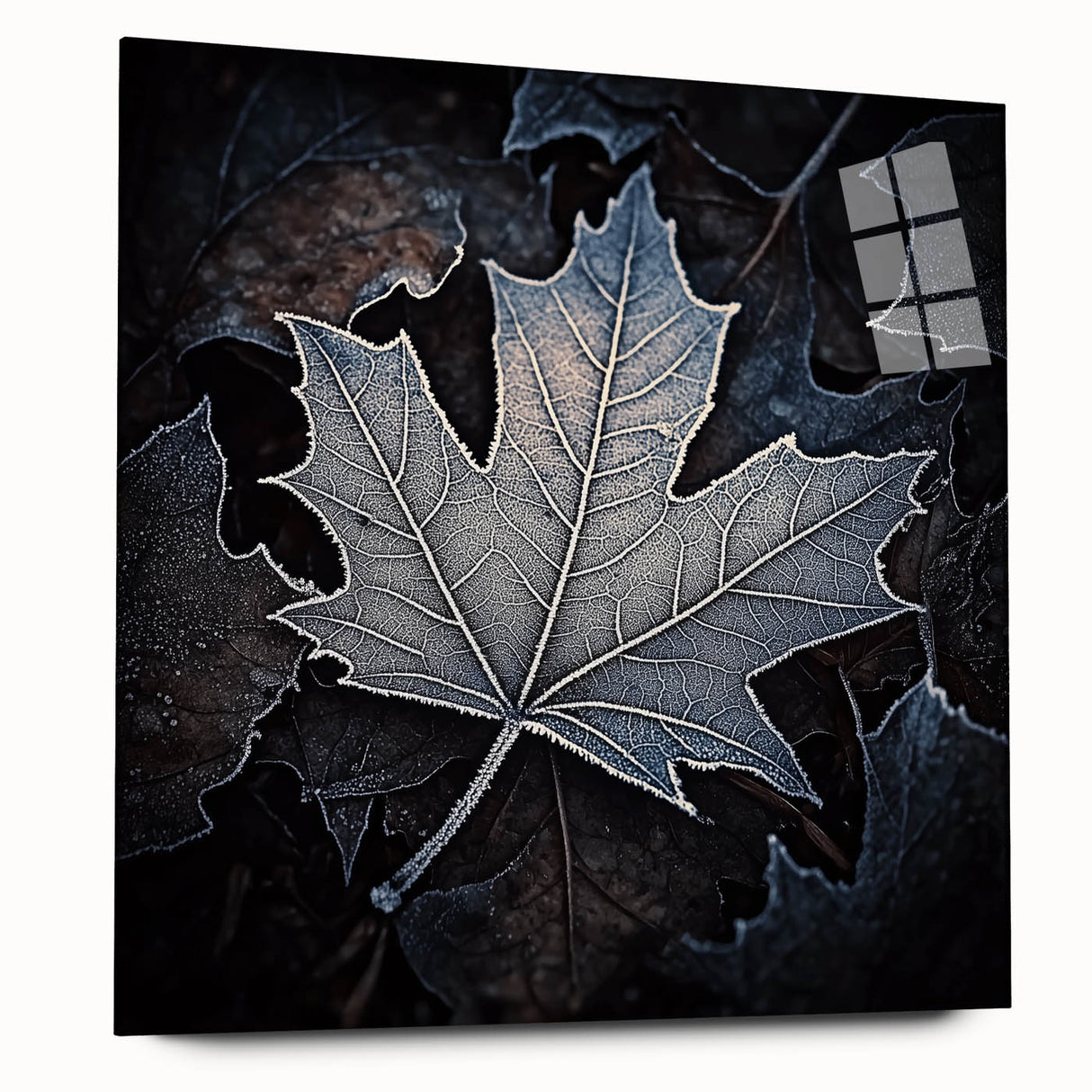 Large abstract wall art featuring close-up of green leaves on acrylic glass, ideal for bedroom or dining room decor.
