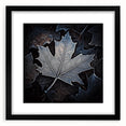 Extra large abstract art print featuring vibrant, colorful leaves on textured canvas, framed in black.