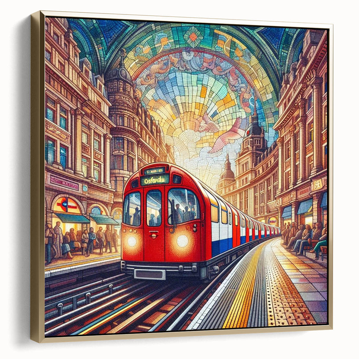 Framed canvas wall art depicting a vintage-style London landscape in black and silver tones, ideal for bedroom decor.
