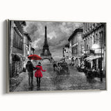 Landscape art painting of Paris with vibrant colors on framed canvas, ideal for living room decor.