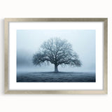 Extra large abstract art print depicting a textured European landscape in muted earth tones, framed in silver.