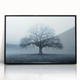 Large abstract wall art featuring a mid-century modernist design of a European landscape in muted earth tones.