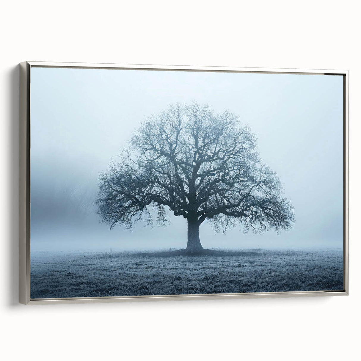Landscape art painting of a European scenery in Latvia, displayed on a framed canvas with a silver frame.