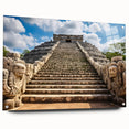 Acrylic print of a Yucatan landscape with lush greenery and a serene lake, suitable for dining room decor.