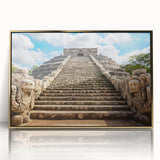 Framed acrylic print of Yucatan scenery in muted earth tones, ideal for modern art wall decor.