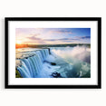 Abstract art print of a vibrant, colorful Brazilian landscape on a large textured canvas, framed in black.