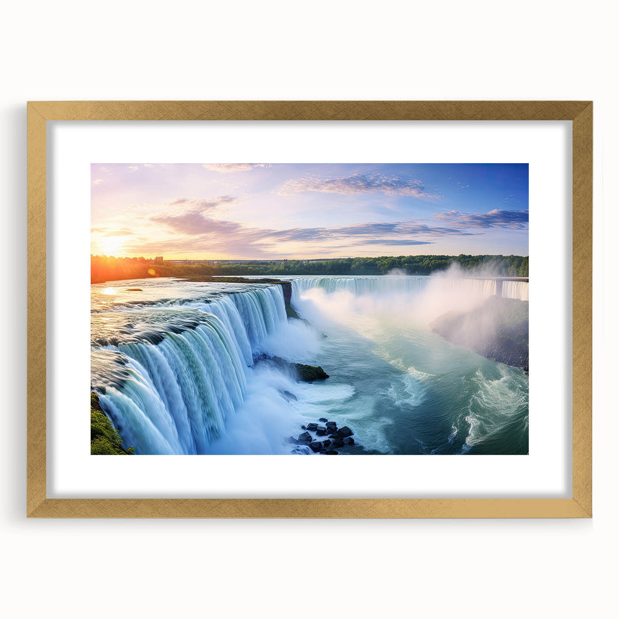Extra large abstract art print of a textured Brazilian landscape in muted earth tones, framed in gold.