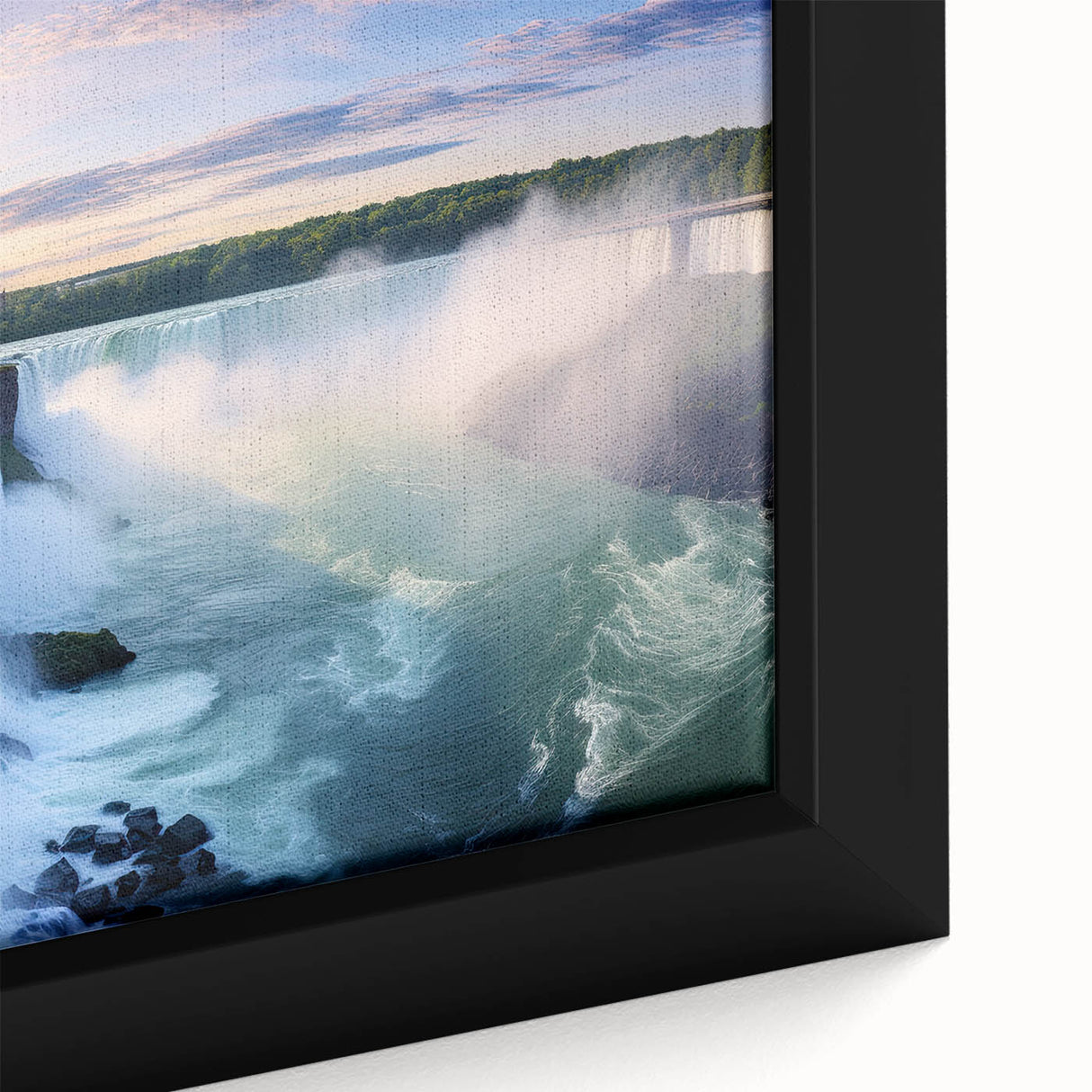 Extra large framed canvas featuring a textured depiction of a vibrant, colorful Brazilian landscape.
