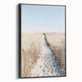 Black and white vintage poster art of a summer landscape on framed canvas, ideal for bedroom wall decor.