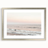 Textured abstract art print in muted gray and blue tones on a framed canvas, ideal for modern bedroom ambiance.