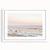 Abstract art print in vibrant orange and yellow hues on a white framed canvas, ideal for dining room decor.
