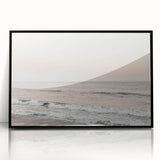 Large abstract wall art featuring swirls of blue and teal on a black acrylic print, ideal for modern living room decor.