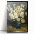 Large abstract wall art on acrylic, featuring swirling blue and yellow hues in a mid-century modernist style.