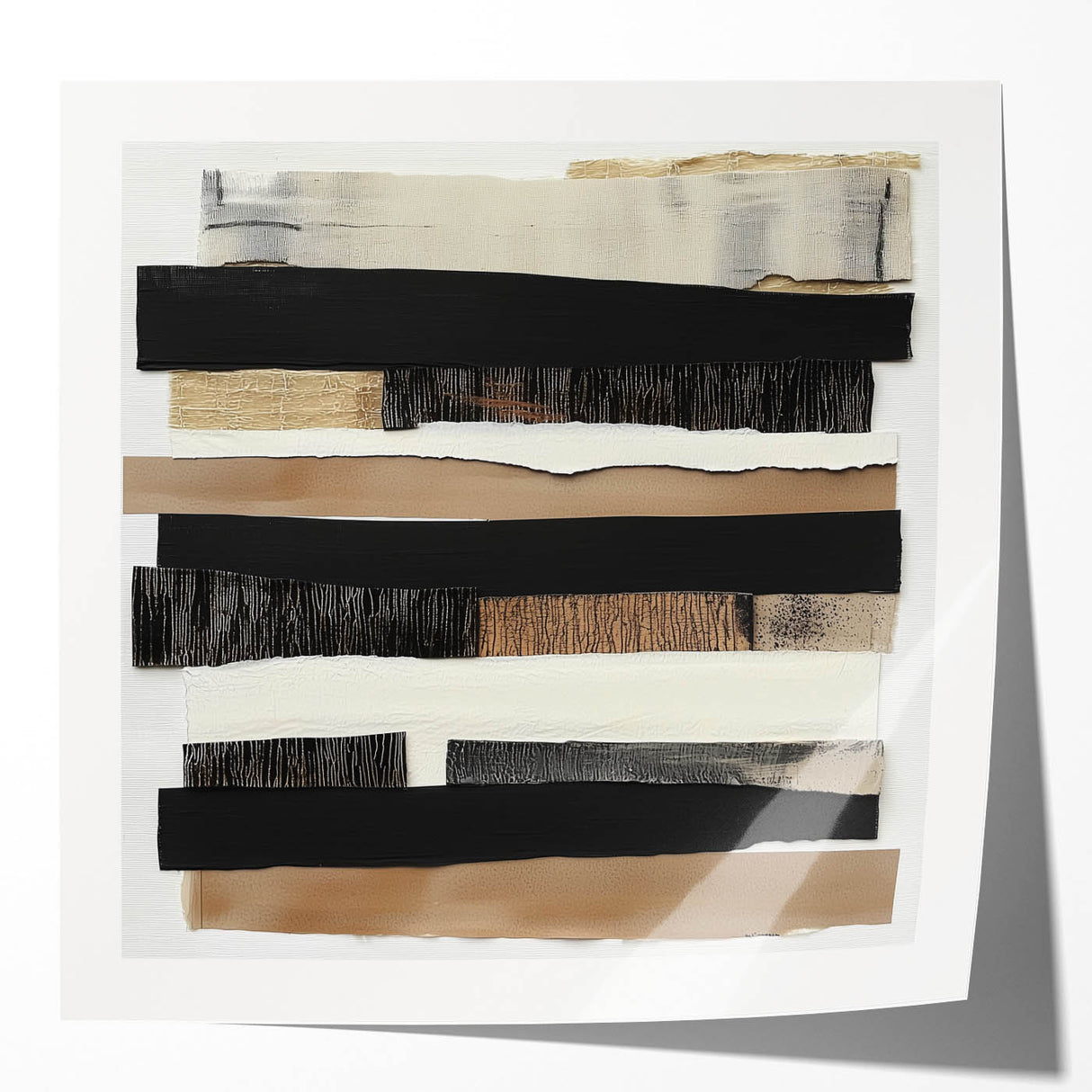 Abstract minimalist photo print mockup showcasing a glossy finish, featuring a sleek design in neutral tones, ideal for modern home decor displays.