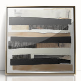 Framed minimalist abstract art piece with gold accents, displayed in a sleek acrylic frame. Perfect for modern decor, enhancing any interior space with elegance.
