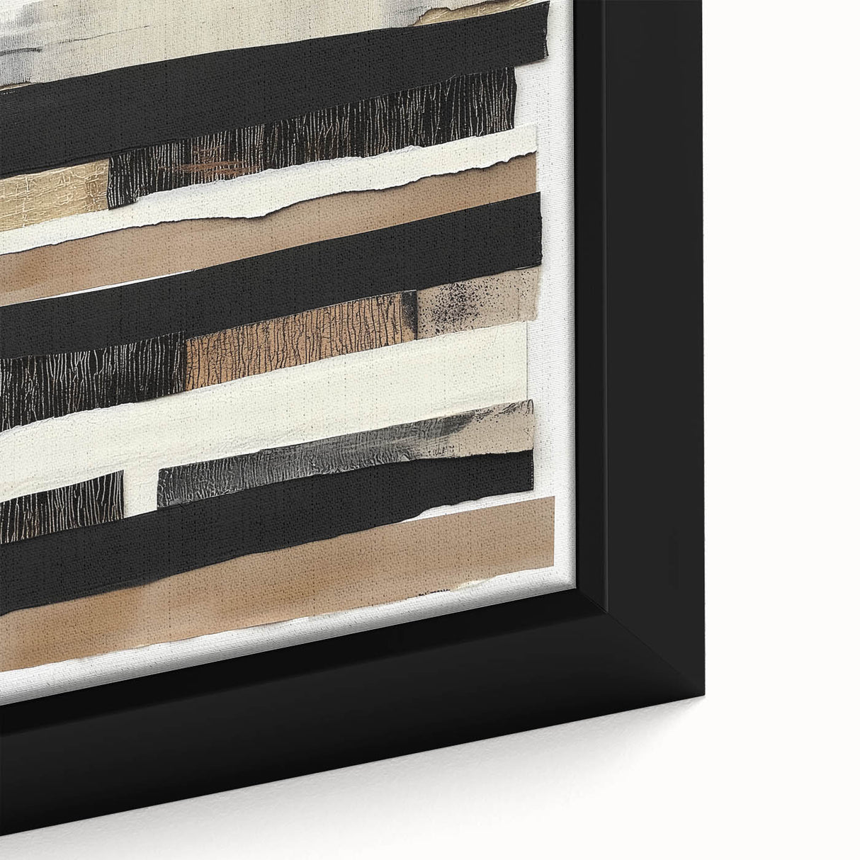 Close-up of a minimalist abstract framed canvas artwork showcasing soft pastel colors and geometric shapes, perfect for modern home decor.