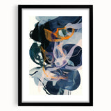 Minimalist black frame with a mat showcasing an abstract art piece, designed for modern decor, highlighting elegant lines and muted colors, perfect for home or office settings.
