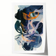 Abstract minimalist rolled print featuring soft pastel colors and geometric shapes, elegantly packaged in a durable cardboard tube for safe delivery. Perfect for modern home decor.
