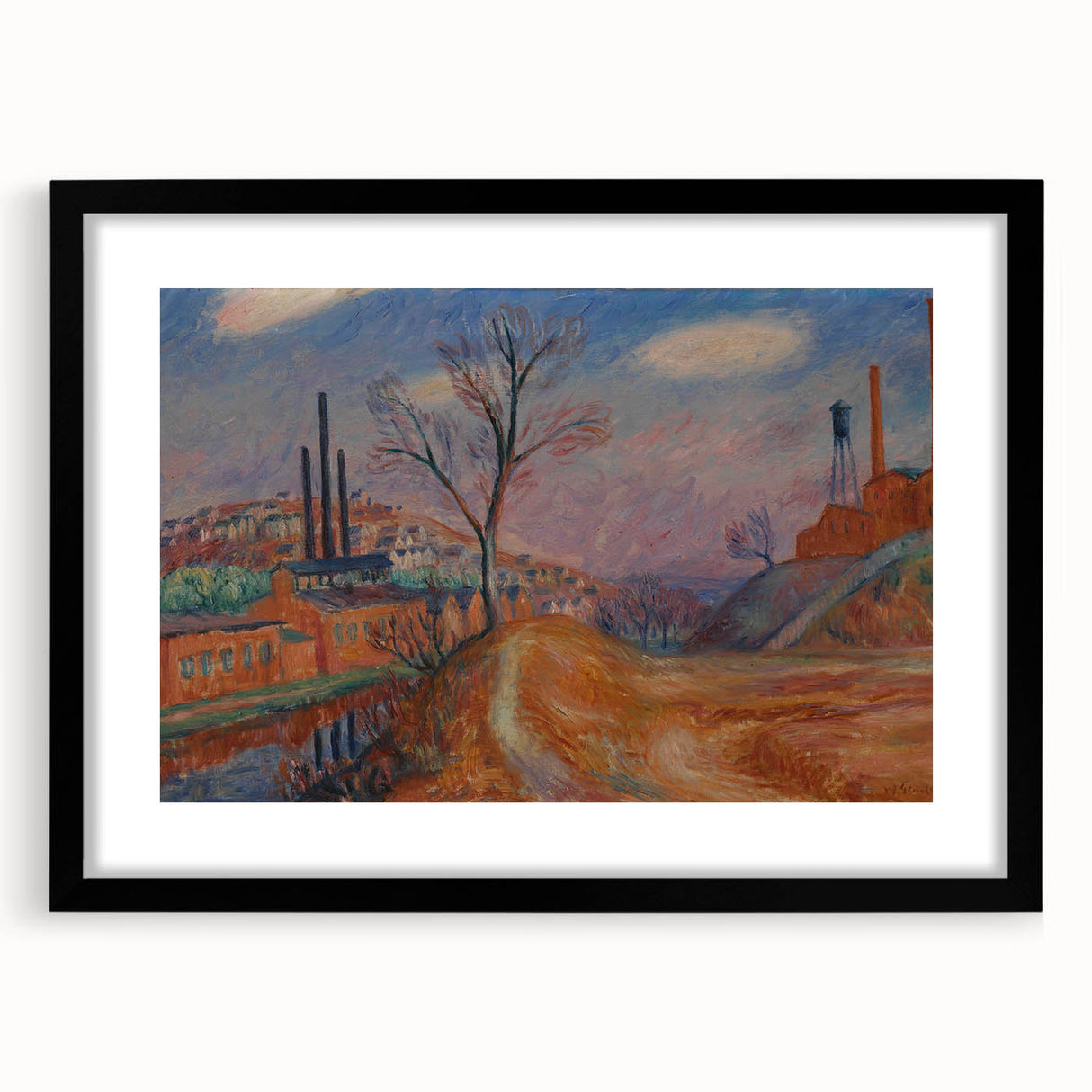 Modern Wall Art - Industrial Landscape Scene | Warm Earthy Decor