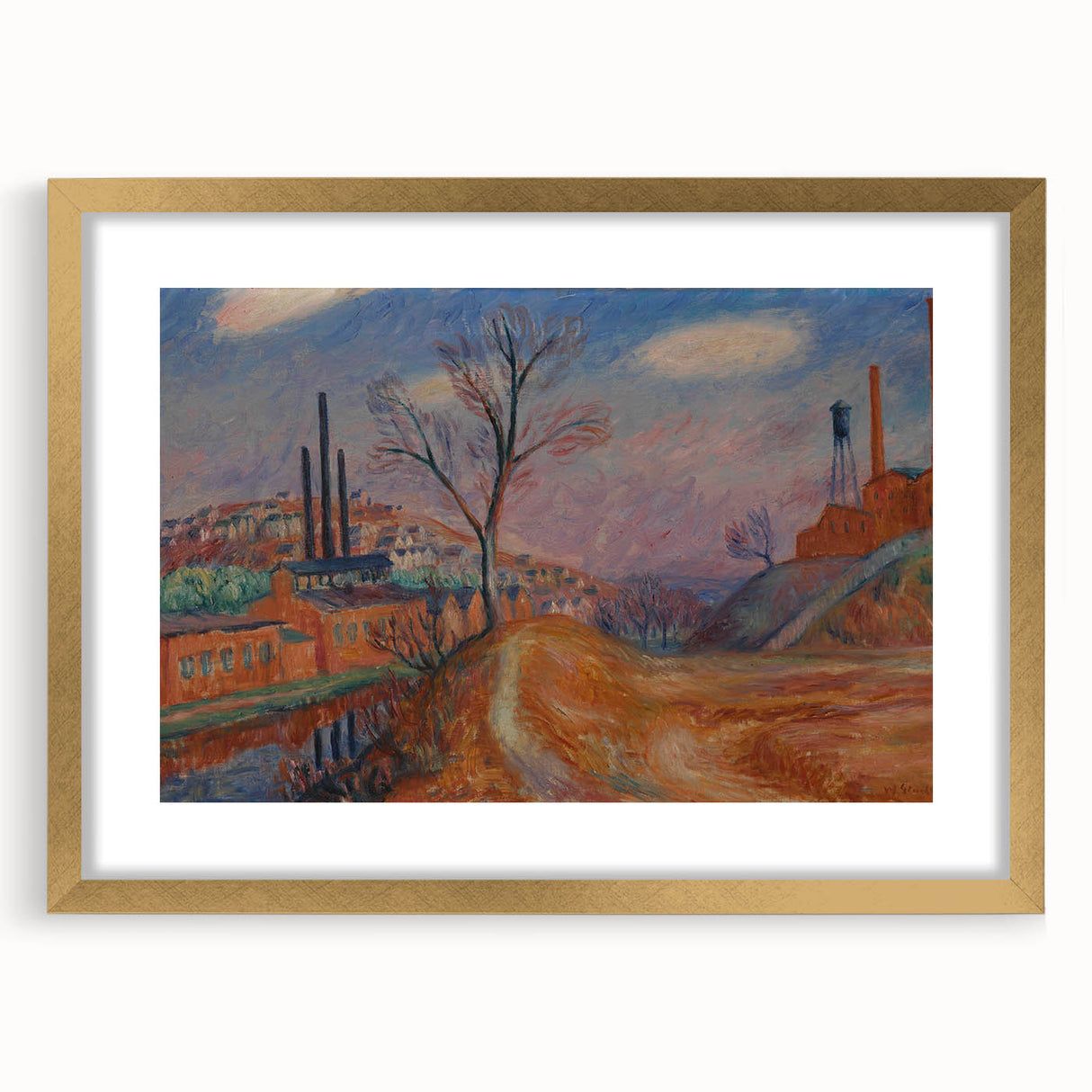 Modern Wall Art - Industrial Landscape Scene | Warm Earthy Decor