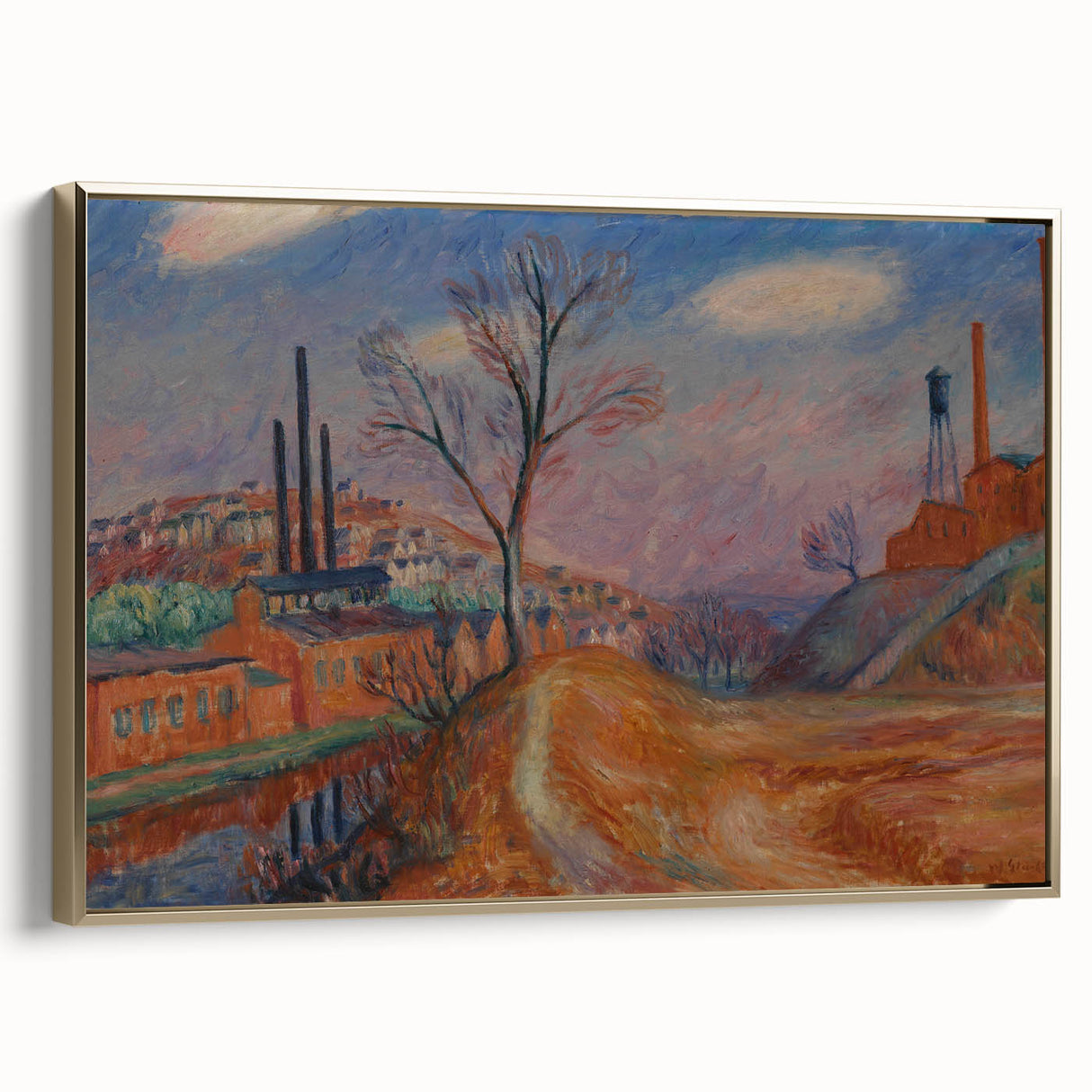 Modern Wall Art - Industrial Landscape Scene | Warm Earthy Decor