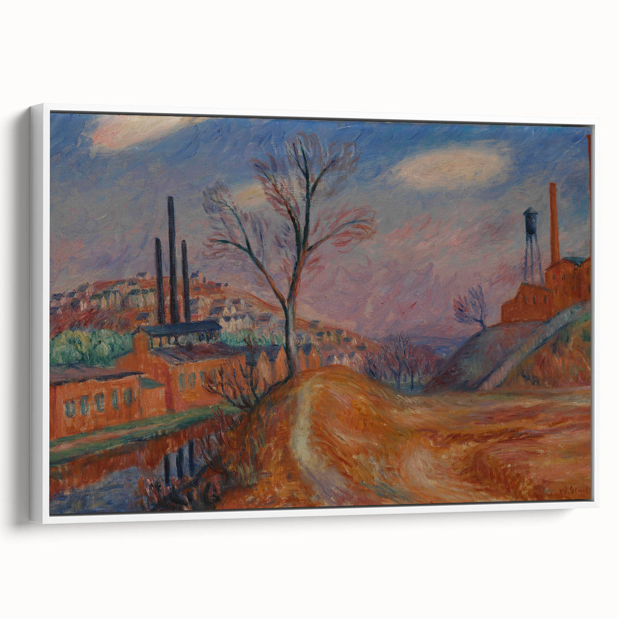 Modern Wall Art - Industrial Landscape Scene | Warm Earthy Decor