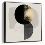 Framed minimalist abstract canvas art displayed from a black side view, showcasing sleek lines and subtle textures, perfect for modern home decor.