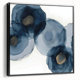 Framed minimalist abstract canvas artwork in black, showcasing a sleek side view, ideal for modern home decor and artistic interior design.