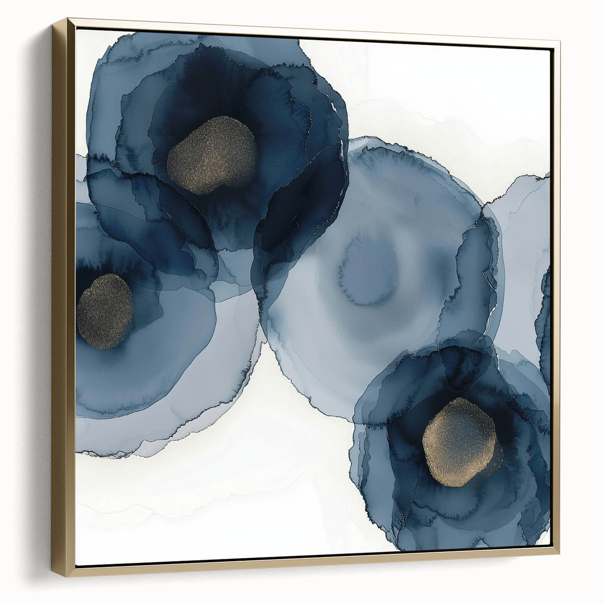 Framed minimalist abstract wall art featuring silver and gold tones, set against a light background, ideal for modern home decor or office spaces.