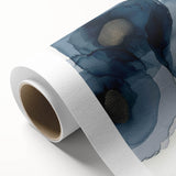Rolled canvas showcasing a minimalist abstract design in soft pastel colors, elegantly packaged in a protective cardboard tube, ideal for modern home decor.