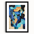 Elegant black framed minimalist abstract art piece with a white mat, showcasing a modern design ideal for contemporary home decor. The artwork features smooth lines and shapes, perfect for adding a stylish touch to living spaces or offices.