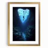 Elegant gold-framed landscape artwork featuring intricate cave designs, showcasing vibrant colors and textures, perfect for home decor or art collection.