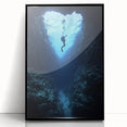 Framed acrylic landscape artwork depicting a serene cave scene, featuring rich colors and intricate details, ideal for enhancing modern home decor.