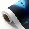 Rolled canvas depicting a vibrant landscape scene of caves and rock formations, showcasing intricate details and rich colors, packaged securely for delivery.