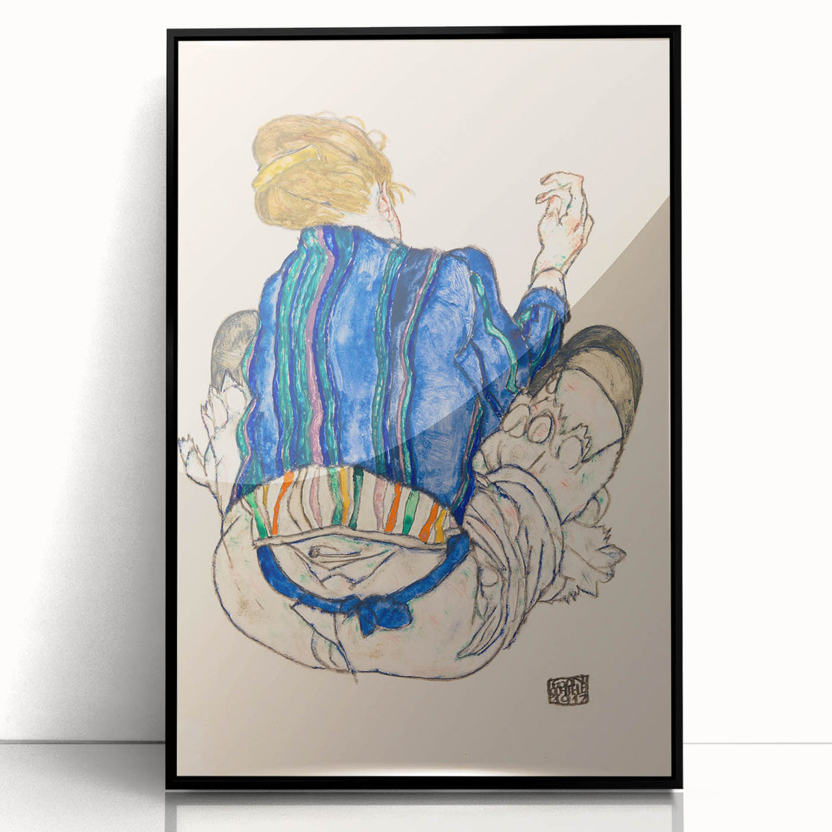 Art Deco Wall Art - Vibrant 1920s Inspired Blue and Orange Design