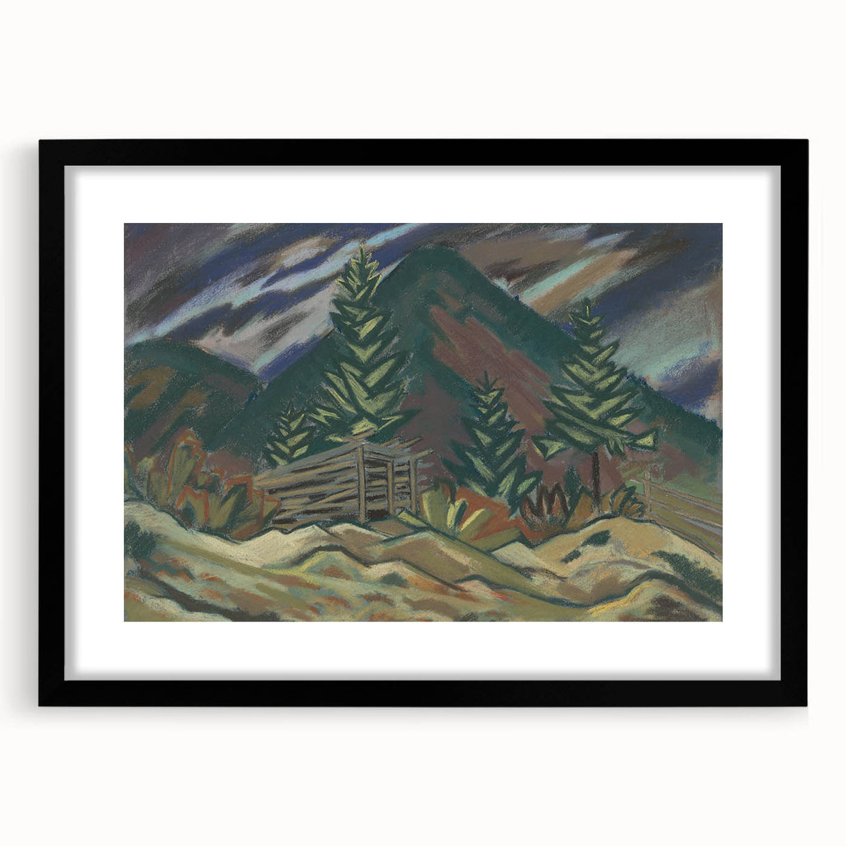 Rustic Expressionist Landscape - Vibrant Canvas Print for Home Decor