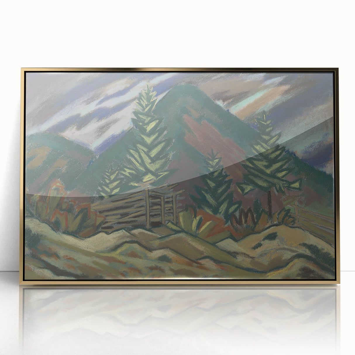 Rustic Expressionist Landscape - Vibrant Canvas Print for Home Decor