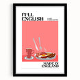 Extra large abstract art print featuring colorful, textured food dishes on a black framed canvas.