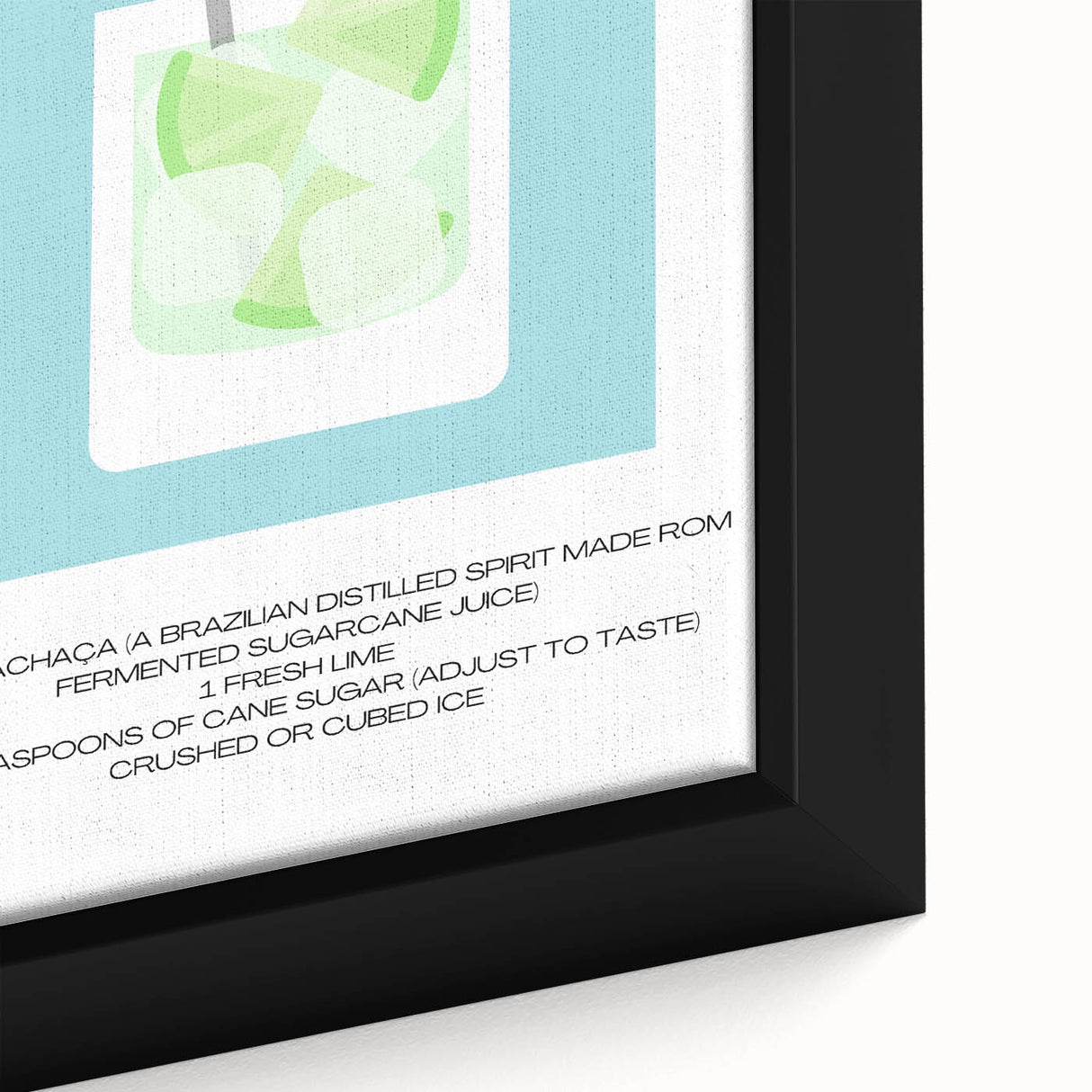 Extra large black wall art featuring colorful, textured food and drink motifs on a framed canvas.
