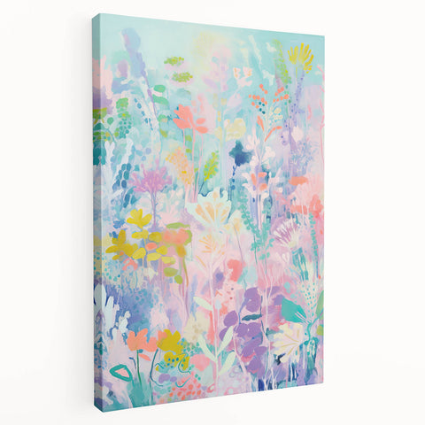 Rolled Canvas Prints for Kids Rooms - Pastel Floral Wall Art