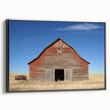 Landscape barn-framed canvas art showcasing a rustic black design, viewed from the side, ideal for enhancing country-themed decor in homes or offices.