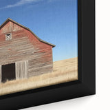 Close-up of a barn-themed landscape canvas artwork showcasing vibrant colors and detailed brush strokes, perfect for rustic home decor or art enthusiasts.
