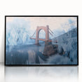Framed acrylic artwork showcasing a stunning landscape bridge scene, featuring vibrant colors and intricate details, perfect for enhancing home decor.