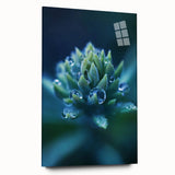 Large abstract wall art depicting close-up water ripples in shades of blue and gray on acrylic glass.