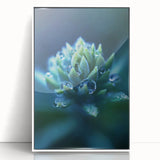 Close-up water droplets image in art deco style on a white acrylic frame, ideal for modern nursery wall art.