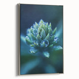 Silver-framed canvas featuring a close-up water landscape in vibrant colors, ideal for enhancing black wall décor.