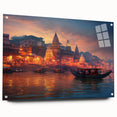 Acrylic print of a large abstract depiction of an Indian landscape in earthy tones.