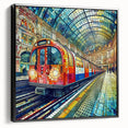 Black and white vintage poster art of London landscape on framed canvas, suitable for bedroom decor.